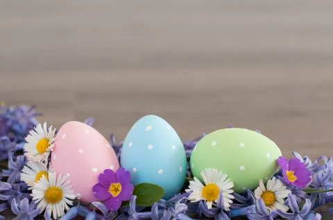 Three Easter eggs Stock Photos
