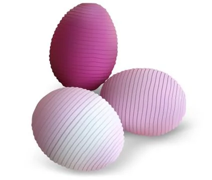 Three Easter Eggs with Striped Pattern Stock Illustration