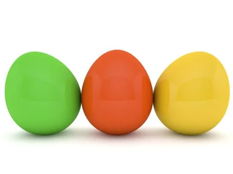 Three Easter eggs on a white background. Stock Illustration