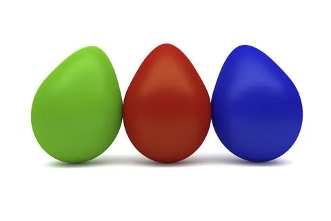 Three easter eggs on a white background, 3d image Stock Illustration
