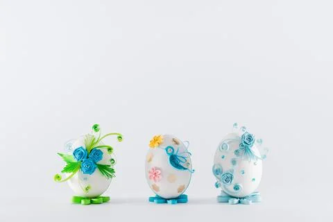 Three Easter eggs on a white background Stock Photos