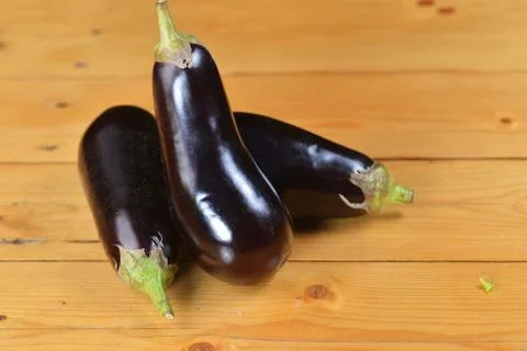 Three eggplants Foto stock