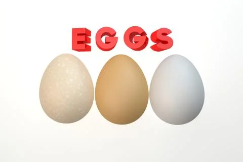 Three eggs isolated on the white background. Stock Illustration