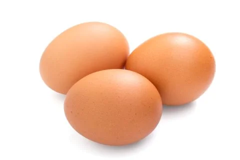 Three eggs isolated on white background Stock Photos