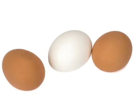 Three eggs isolated on white background Stock Photos