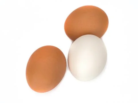 Three eggs isolated on white background Stock Photos