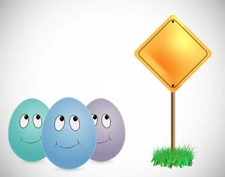 Three eggs looking signboard Stock-Illustration