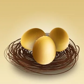 Three eggs in a nest Stock Illustration