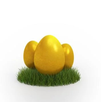 Three eggs in a patch of grass Stock Illustration
