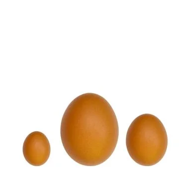 Three eggs of the same color, but of different sizes, large, medium, small. A Stock Photos