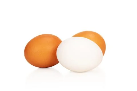 Three eggs on white Stock Photos