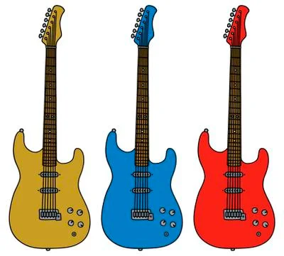 Three electric guitars Stock Illustration