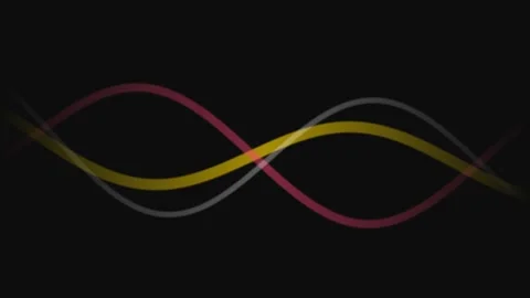 Three elegant flowing wave lines on a solid black background for design Video stock 335117620