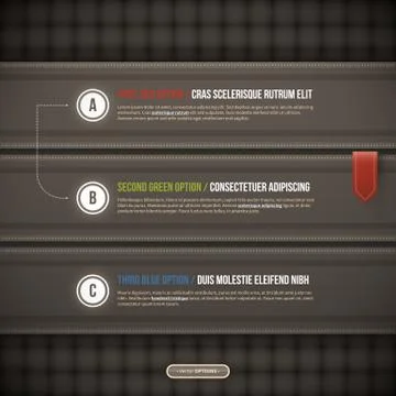 Three elegant options on dark background. Useful for web design or advertisin Stock Illustration