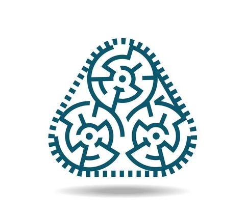 Three-element gray-blue maze. Labyrinth made of three round parts Stock Illustration