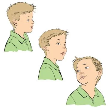 Three emotions of the boy Stock Illustration