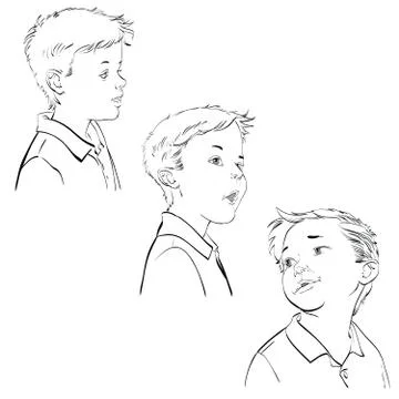 Three emotions of the boy Stock Illustration
