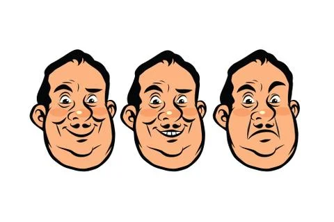 Three emotions head fat Stock Illustration