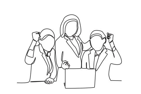Three employees hit work targets Stock Illustration