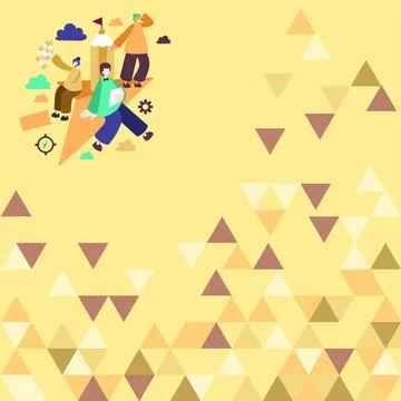 Three Employees Working Separate Assignments Together In The Clouds. Business Illustrazione stock