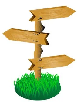 Three empty arrows sign with a grass Stock Illustration