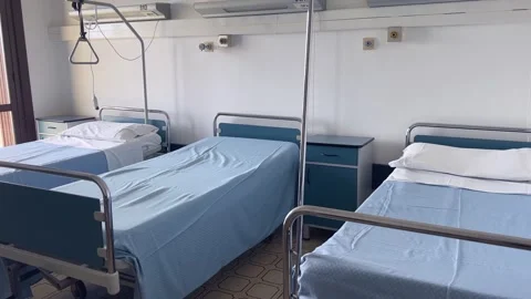 Three empty beds in a hospital roombanner Stock Footage 252838632
