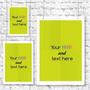 Three empty blank on a brick wall Stock Illustration