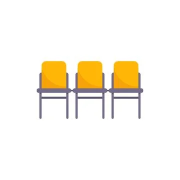 Three empty chairs standing in a row icon Illustrazione stock