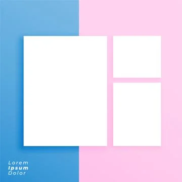 Three empty frames or card on pastel background Stock Illustration