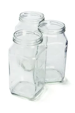 Three empty glass containers Stock Photos