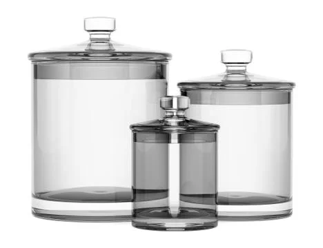 Three empty glass jars isolated on white background Stock Illustration