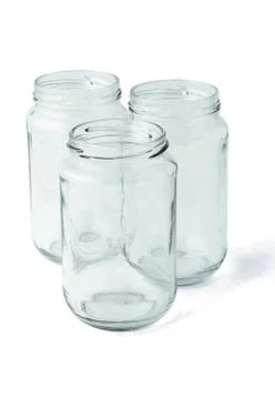 Three empty glass jars Stock Photos