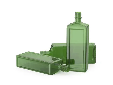 Three empty green bottles Stock Illustration