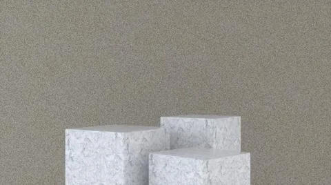 Three empty Marble stands and abstract Stone geometry background. Podium, ped Stock Illustration