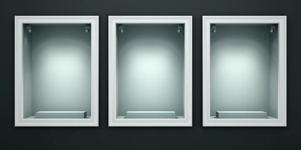 Three empty showcases of the shop Stock Illustration