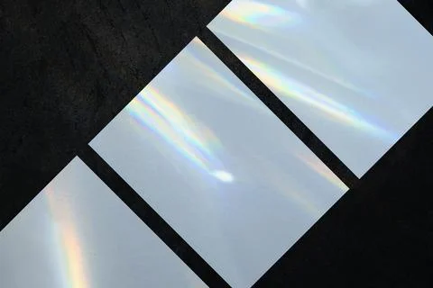 Three empty vertical rectangle poster mockup on dark background Stock Photos