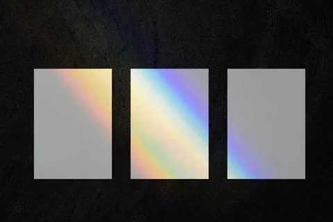 Three empty vertical rectangle poster mockup on dark background Stock Photos