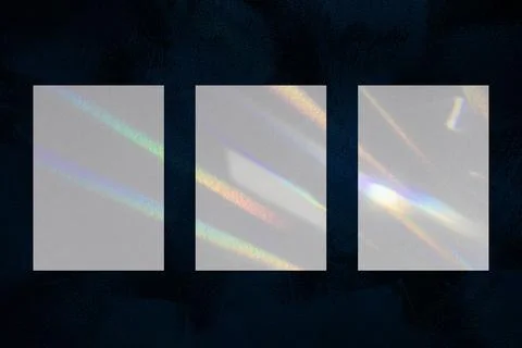 Three empty vertical rectangle poster mockup on dark blue background Stock Photos