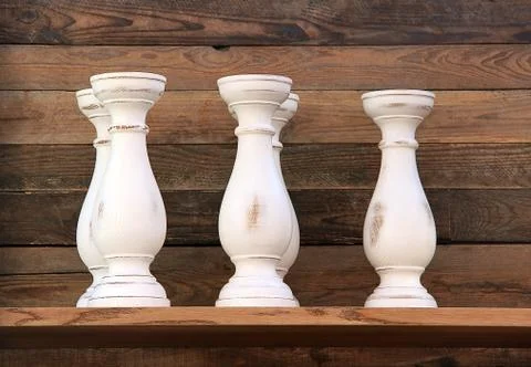 Three empty white ceramic vases 스톡 사진