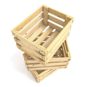 Three empty wooden crate. 3D Three empty wooden crate. 3D render illustrat... Fotos de archivo