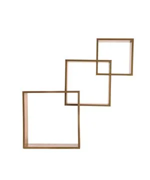 Three empty wooden square frames overlapping on white background Stock Photos