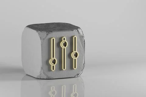 Three Equalizer Bars icon. Beautiful Golden music symbol icons on a beton cub Stock Illustration