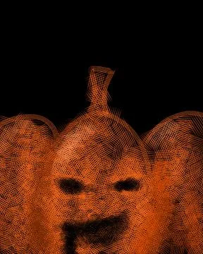 Three Evil Jack O Lantern Pumpkins on Black Background Stock-Illustration