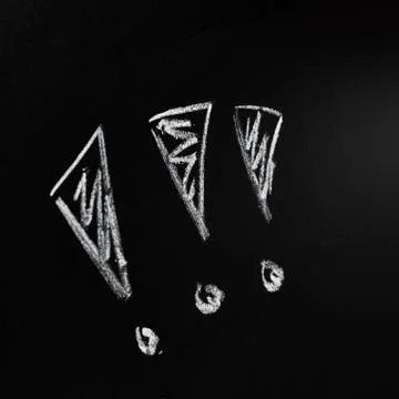 Three exclamation marks on the blackboard Stock Photos