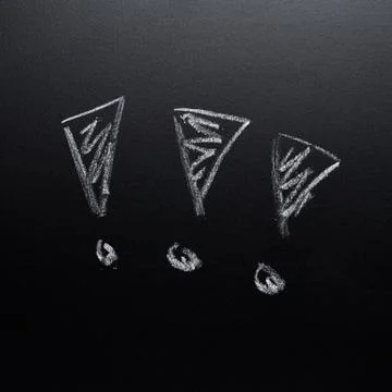 Three exclamation marks on the blackboard Stock Photos