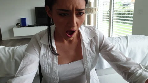 Three expressions, open-mouthed, negative surprise, anger, fear Stock Footage 238705585