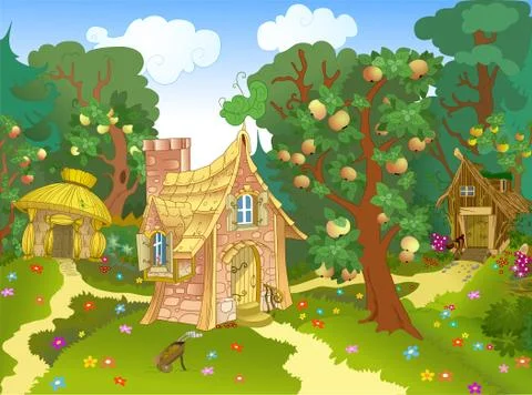 Three fabulous house Stock Illustration