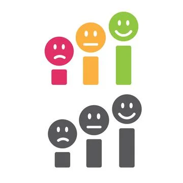 Three faces - smiling, neutral, negative. Stock Illustration