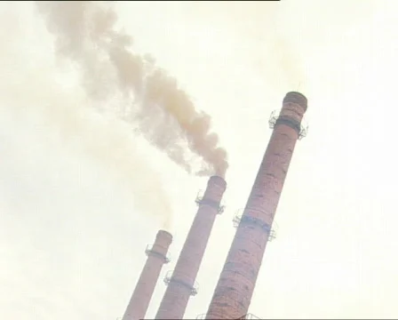 Three factory chimneys Close Up Stock Footage 299077