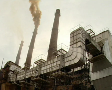 Three factory chimneys Stock Footage 299083